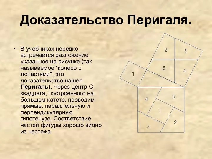 Доказательство Перигаля. В учебниках нередко встречается разложение указанное на рисунке