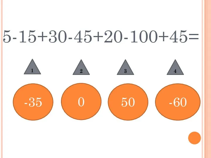 5-15+30-45+20-100+45= 0 -60 -35 50 1 2 3 4