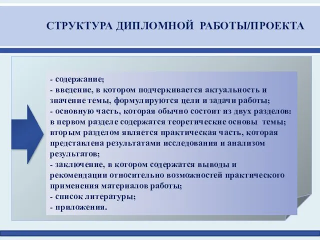 - содержание; - введение, в котором подчеркивается актуальность и значение темы, формулируются цели