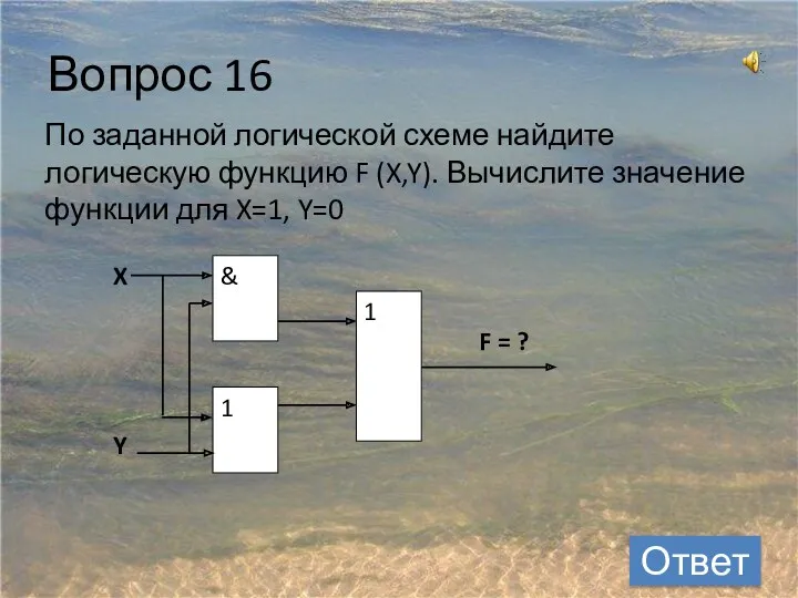 Вопрос 16 Ответ По заданной логической схеме найдите логическую функцию