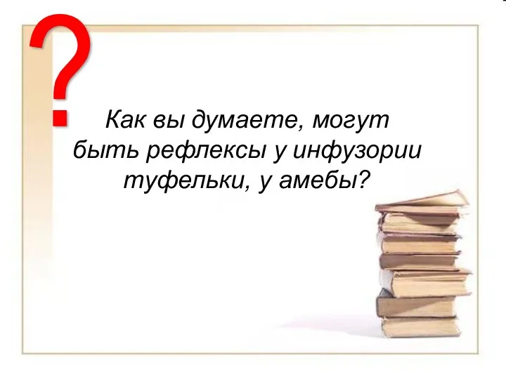 Как вы думаете, могут быть рефлексы у инфузории туфельки, у амебы? Как вы