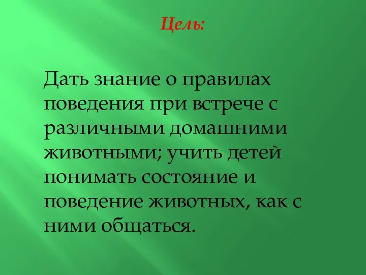 Цель: Дать знание о правилах поведения при встрече с различными