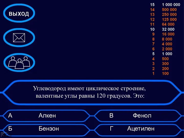 Углеводород имеют циклическое строение, валентные углы равны 120 градусов. Это: