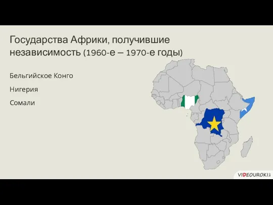 Бельгийское Конго Нигерия Сомали Государства Африки, получившие независимость (1960-е – 1970-е годы)