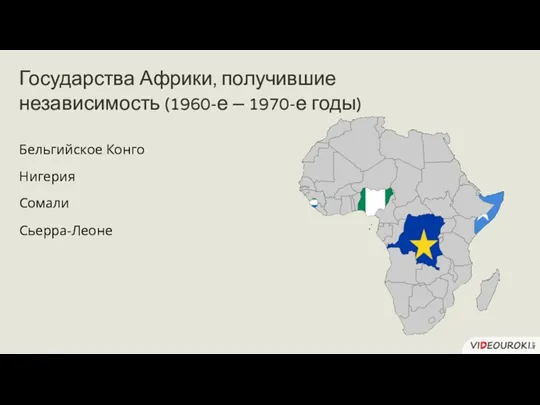 Бельгийское Конго Нигерия Сомали Сьерра-Леоне Государства Африки, получившие независимость (1960-е – 1970-е годы)
