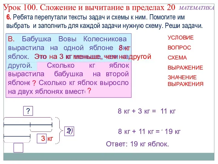 11 кг 8 кг + 3 кг = 1) ?