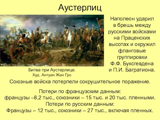 Аустерлиц Наполеон ударил в брешь между русскими войсками на Праценских