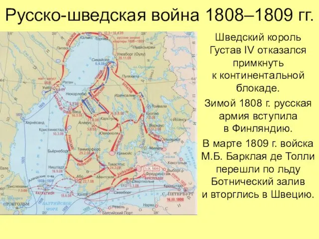 Русско-шведская война 1808–1809 гг. Шведский король Густав IV отказался примкнуть