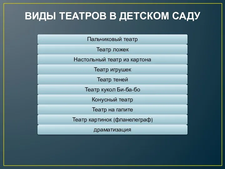 ВИДЫ ТЕАТРОВ В ДЕТСКОМ САДУ