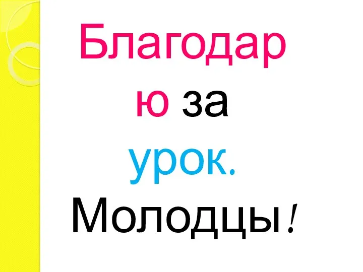 Благодарю за урок. Молодцы!