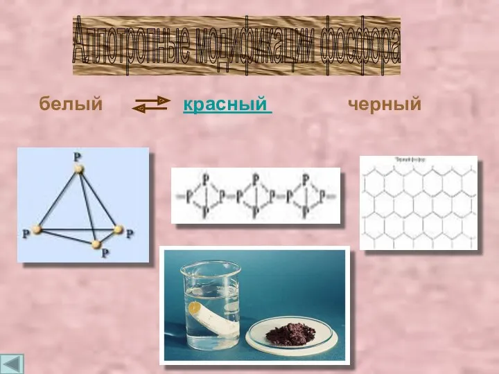 белый красный черный Аллотропные модификации фосфора