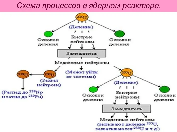 Схема процессов в ядерном реакторе.