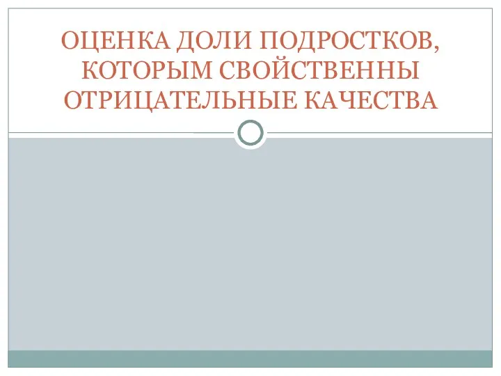 ОЦЕНКА ДОЛИ ПОДРОСТКОВ, КОТОРЫМ СВОЙСТВЕННЫ ОТРИЦАТЕЛЬНЫЕ КАЧЕСТВА