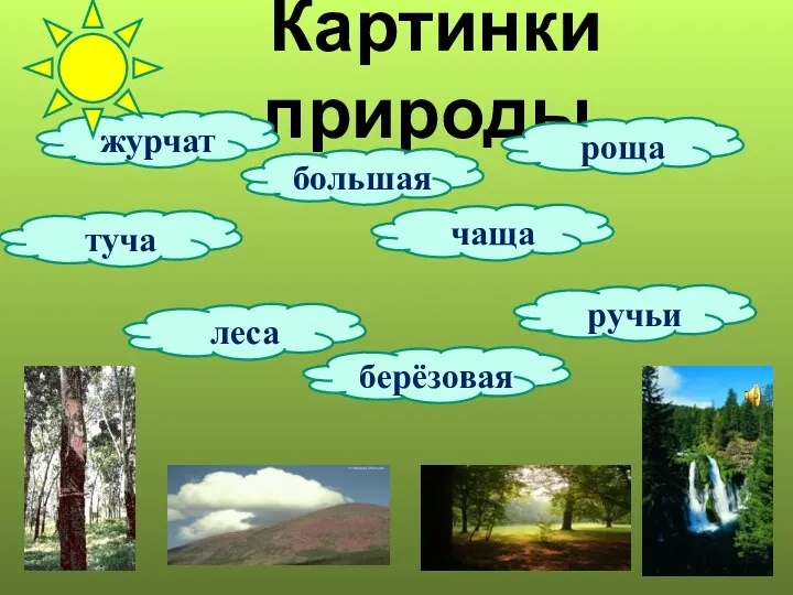 Картинки природы. журчат роща ручьи берёзовая чаща туча большая леса