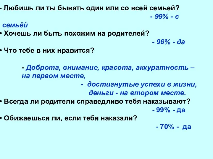 Любишь ли ты бывать один или со всей семьей? -