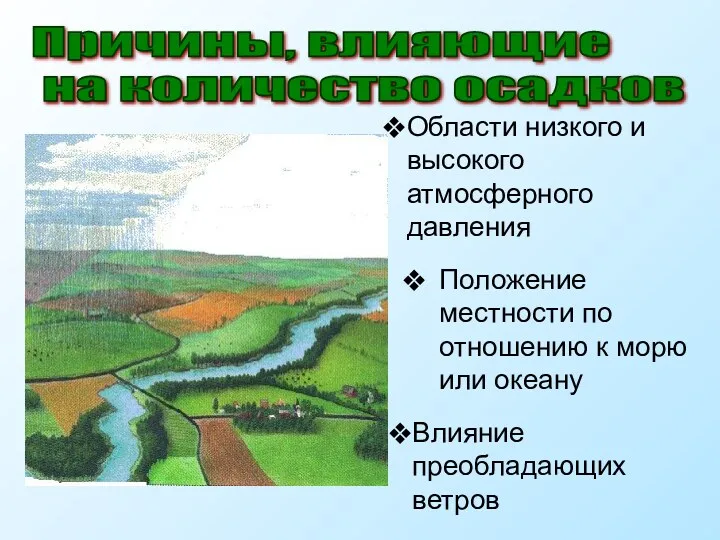 Положение местности по отношению к морю или океану Причины, влияющие