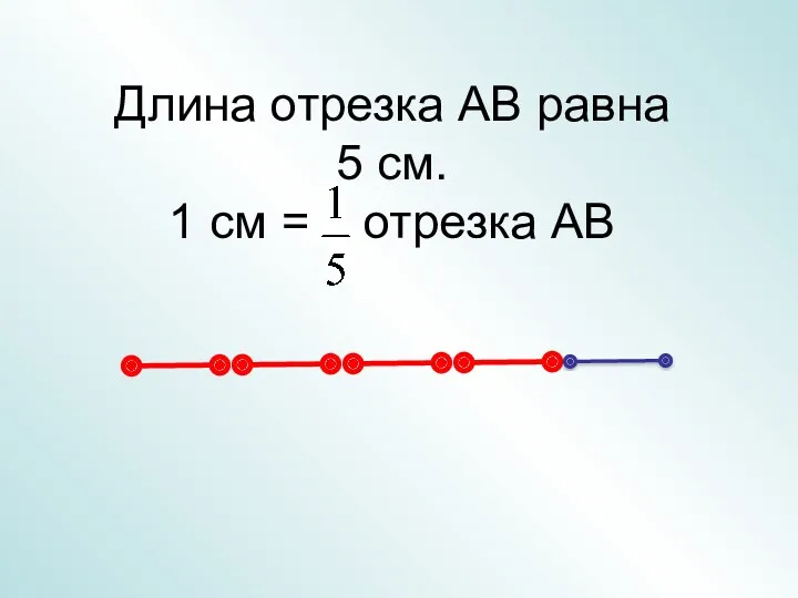 Длина отрезка АВ равна 5 см. 1 см = отрезка АВ