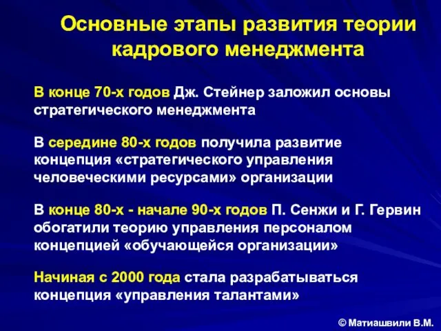 В конце 70-х годов Дж. Стейнер заложил основы стратегического менеджмента