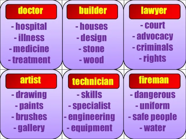 doctor artist builder technician lawyer fireman hospital illness medicine treatment