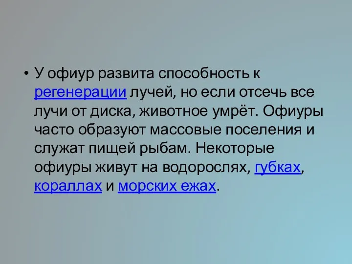 У офиур развита способность к регенерации лучей, но если отсечь