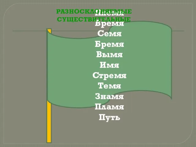 РАЗНОСКЛОНЯЕМЫЕ СУЩЕСТВИТЕЛЬНЫЕ