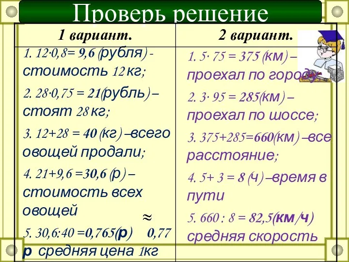 1. 12·0,8= 9,6 (рубля) -стоимость 12 кг; 2. 28·0,75 =