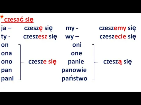 czesać się ja – czeszę się my - czeszemy się