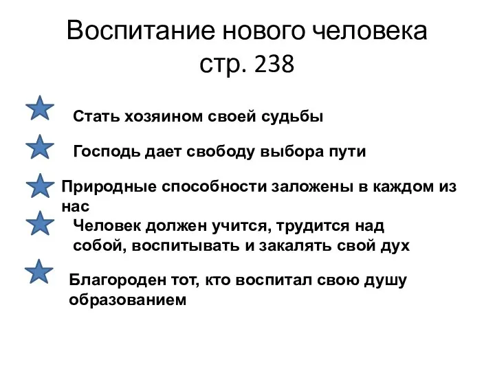 Воспитание нового человека стр. 238 Стать хозяином своей судьбы Господь