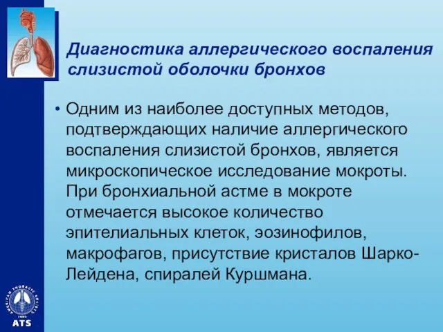 Диагностика аллергического воспаления слизистой оболочки бронхов Одним из наиболее доступных