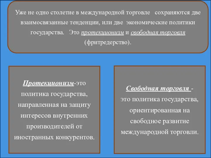 Уже не одно столетие в международной торговле сохраняются две взаимосвязанные