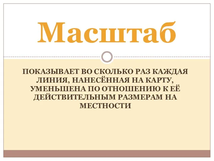 Показывает во сколько раз каждая линия, нанесённая на карту, уменьшена