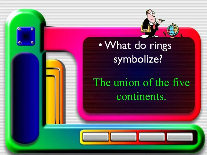 What do rings symbolize? The union of the five continents.
