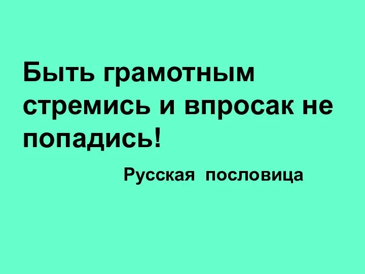 Быть грамотным стремись и впросак не попадись! Русская пословица