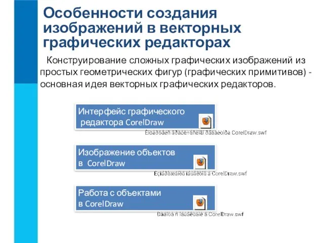 Особенности создания изображений в векторных графических редакторах Конструирование сложных графических