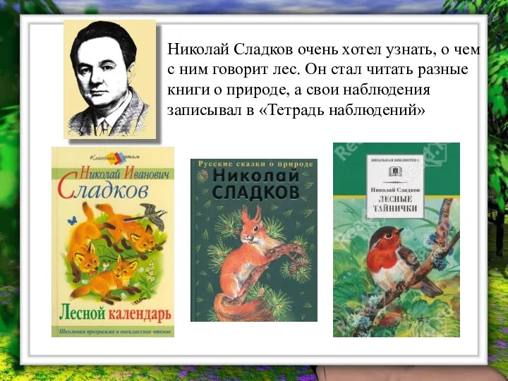 Николай Сладков очень хотел узнать, о чем с ним говорит лес. Он стал