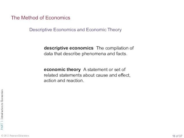 Descriptive Economics and Economic Theory The Method of Economics descriptive