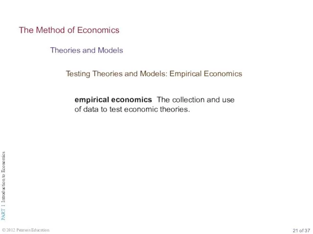 Testing Theories and Models: Empirical Economics Theories and Models The Method of Economics
