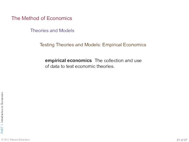 Testing Theories and Models: Empirical Economics Theories and Models The