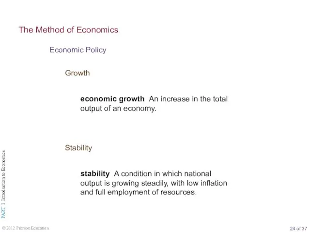 Growth Economic Policy The Method of Economics Stability economic growth