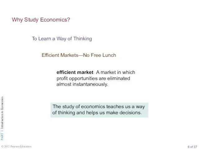 To Learn a Way of Thinking Why Study Economics? Efficient