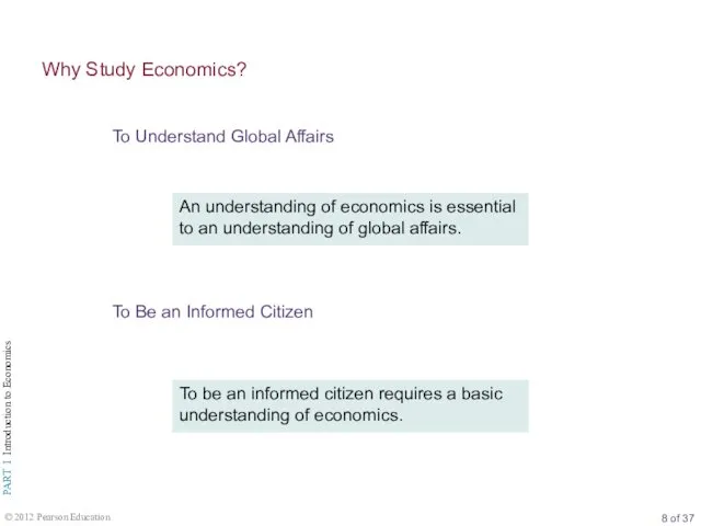 To Understand Global Affairs Why Study Economics? An understanding of economics is essential