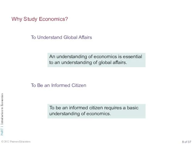 To Understand Global Affairs Why Study Economics? An understanding of