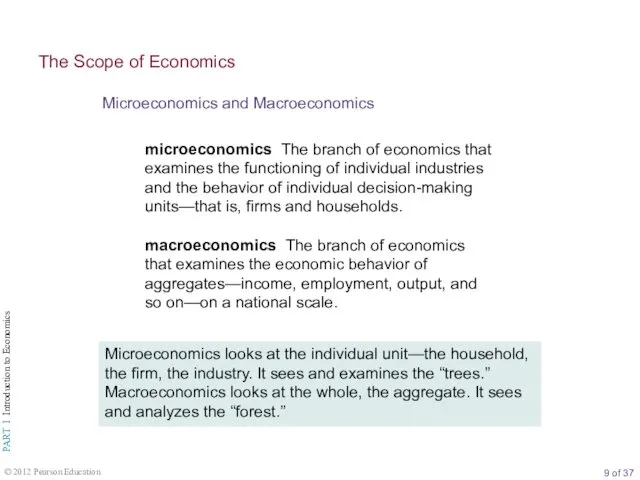 Microeconomics and Macroeconomics The Scope of Economics microeconomics The branch of economics that