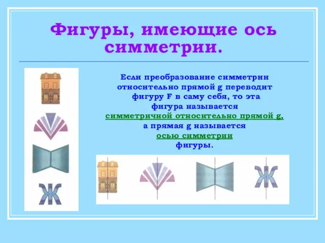 Фигуры, имеющие ось симметрии. Если преобразование симметрии относительно прямой g