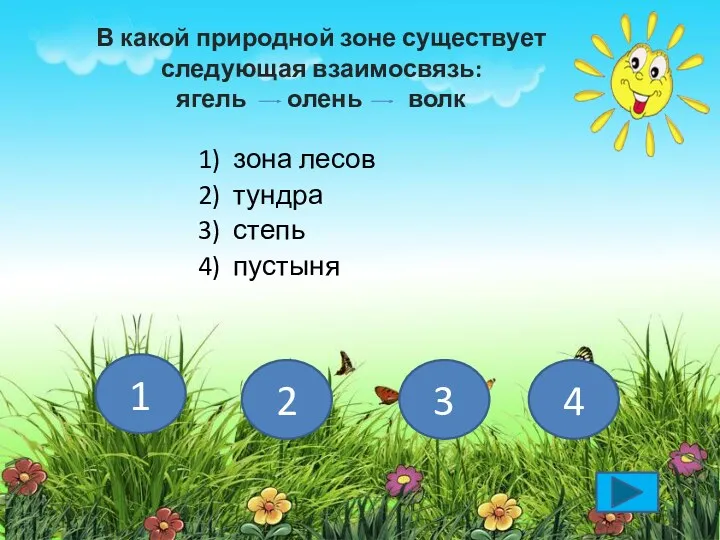 В какой природной зоне существует следующая взаимосвязь: ягель олень волк