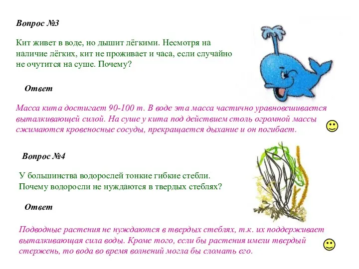 Вопрос №3 Кит живет в воде, но дышит лёгкими. Несмотря