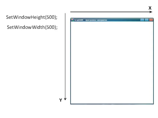 SetWindowWidth(500); SetWindowHeight(500); X Y