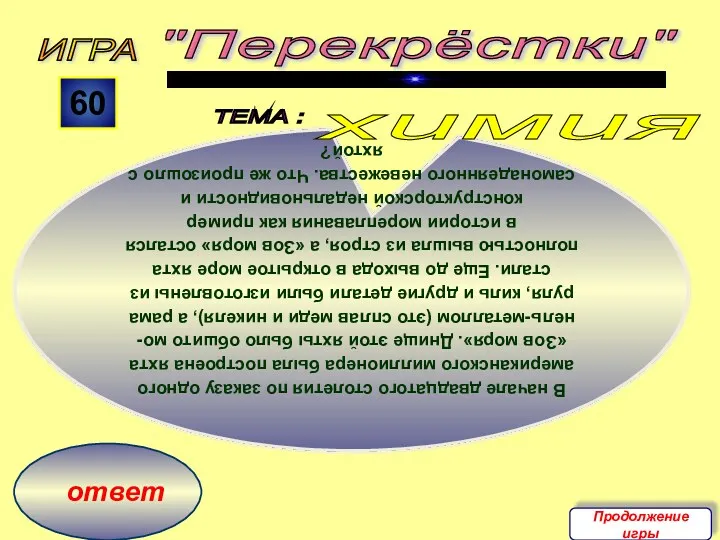 ответ ИГРА "Перекрёстки" ТЕМА : 60 В начале двадцатого столетия