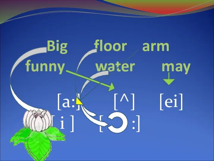 Big floor arm funny water may [а:] [^] [ei] [ i ] [ :]