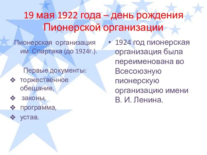 19 мая 1922 года – день рождения Пионерской организации Пионерская